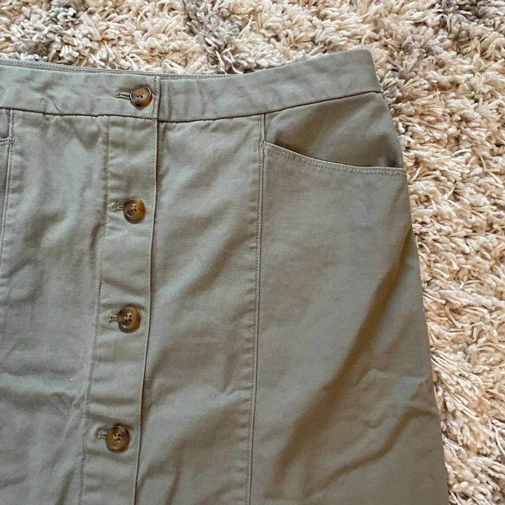 Duluth Trading Co Womens Green Button Front‎ A-Line Skirt Size 6 Cotton Blend